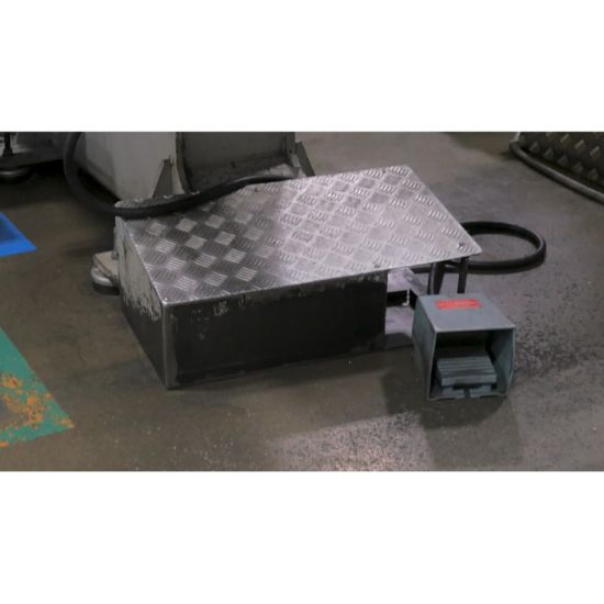 Picture of Single foot switch, Harmony XPE, metal, blue, with cover, trigger mechanism, 1 step, 2 contacts 1NC+NO, IP66