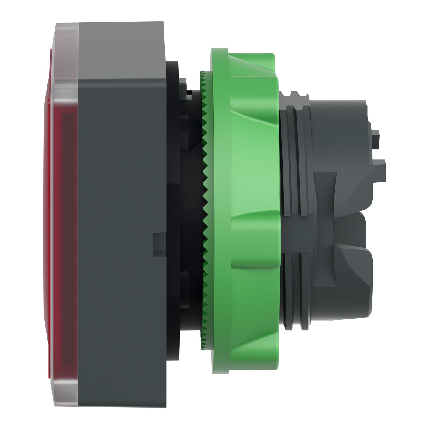 Picture of Head for illuminated push button, Harmony XB5, red square square flush 22mm, universal LED, for insertion of legend