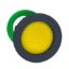 Picture of Harmony XB5, Antimicrobial Flush mounted push button head, plastic, recessed, yellow, 30mm, spring return, unmarked, dark grey bezel
