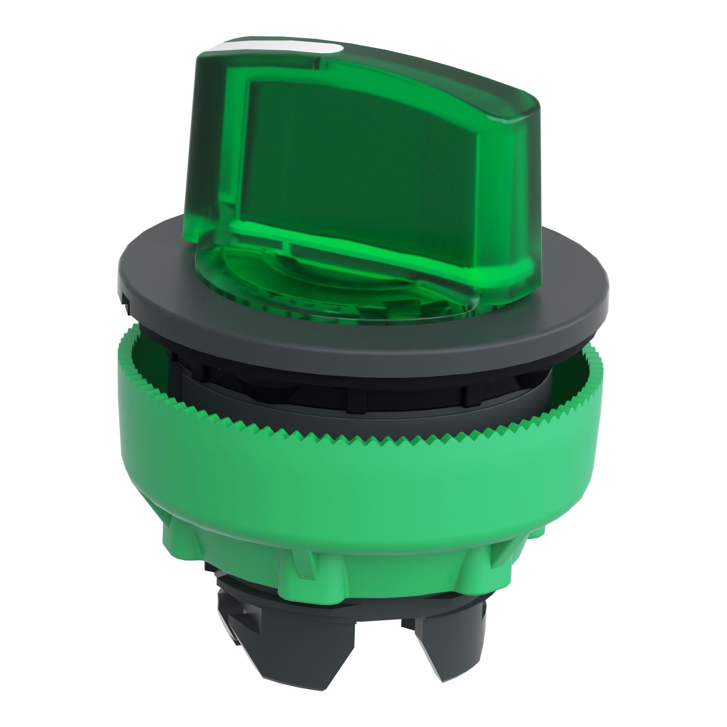 Picture of Head for illuminated selector switch, Harmony XB5, universal LED,  green handle, flush, 22mm, 2 positions, stay put