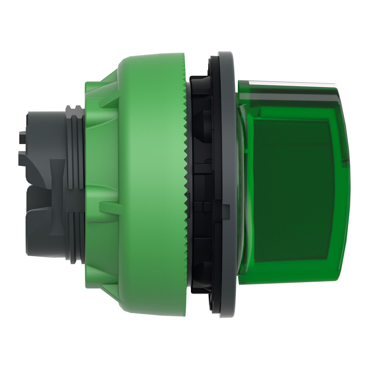 Picture of Head for illuminated selector switch, Harmony XB5, plastic, green handle, flush mounted, universal LED, 3 positions
