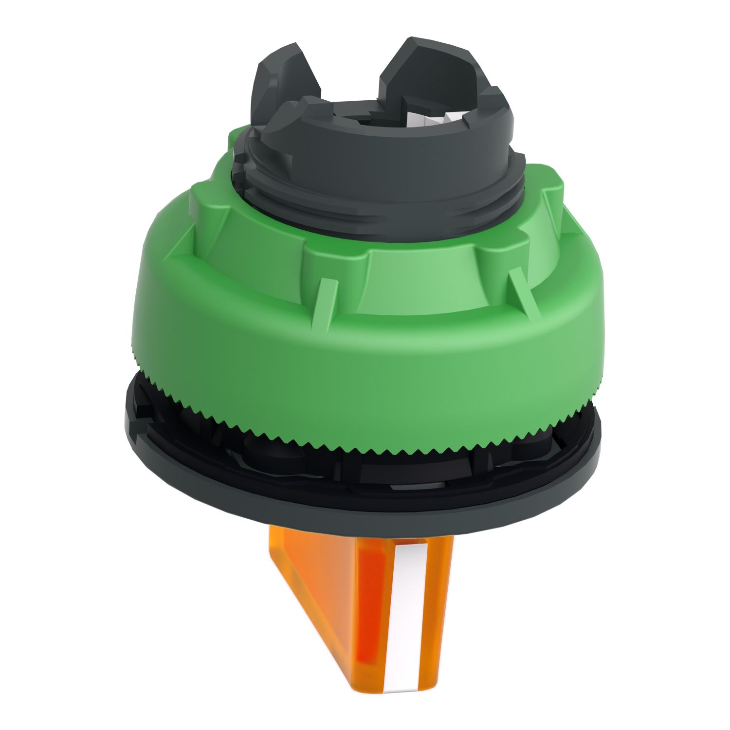 Picture of Head for illuminated selector switch, Harmony XB5, plastic, orange handle, flush mounted, universal LED, 3 positions