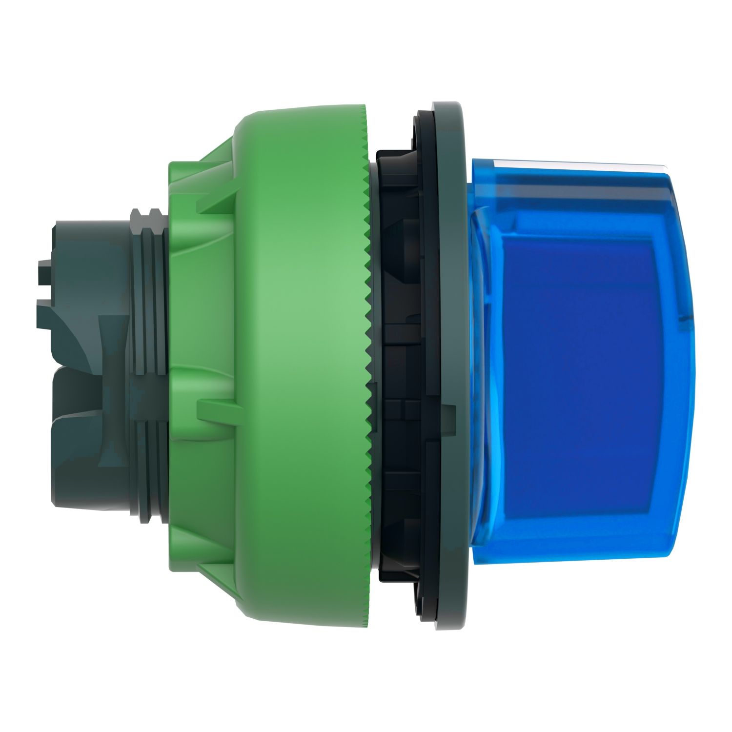 Picture of Head for illuminated selector switch, Harmony XB5, plastic, blue handle, flush mounted, universal LED, 3 positions