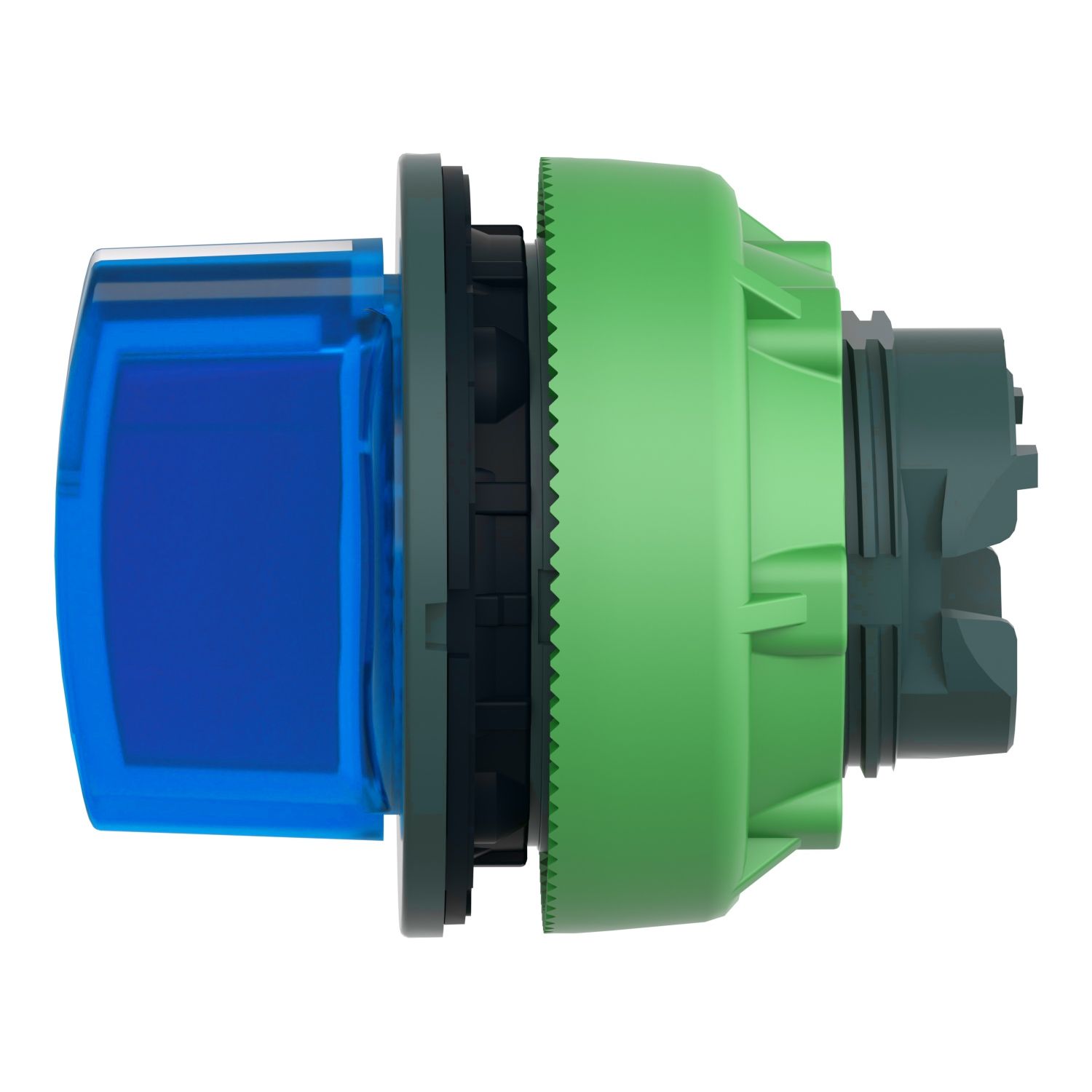 Picture of Head for illuminated selector switch, Harmony XB5, plastic, blue handle, flush mounted, universal LED, 3 positions