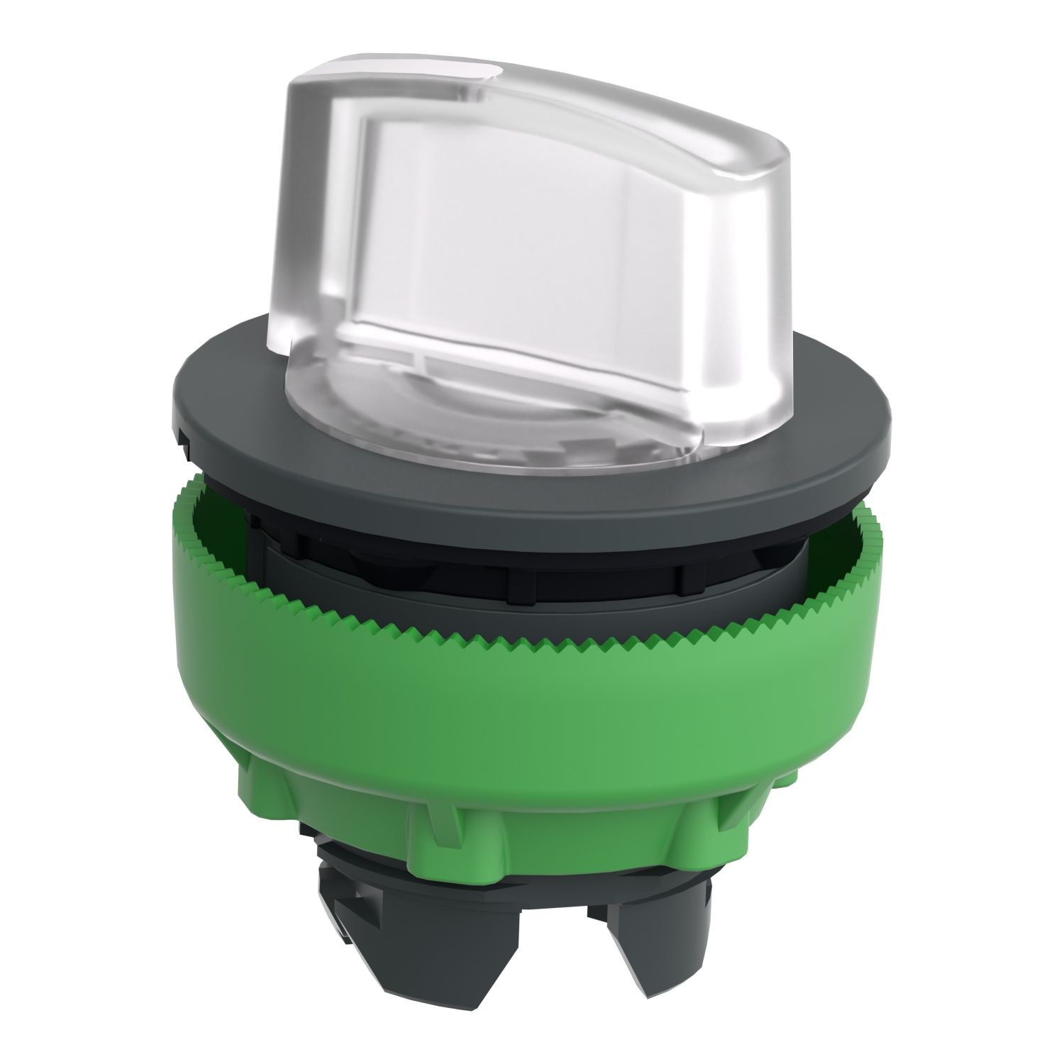 Picture of Head for illuminated selector switch, Harmony XB5, plastic, white handle, universal LED, 2 positions, spring return