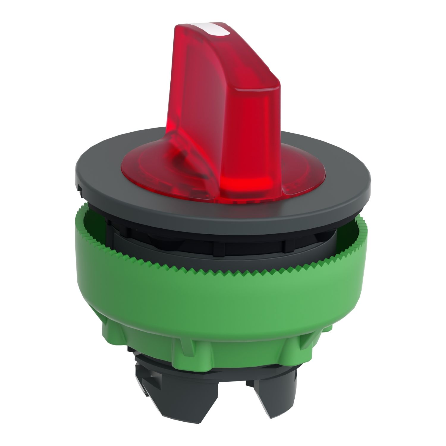Picture of Head for illuminated selector switch, Harmony XB5, plastic, red handle, universal LED, 3 positions, right to center