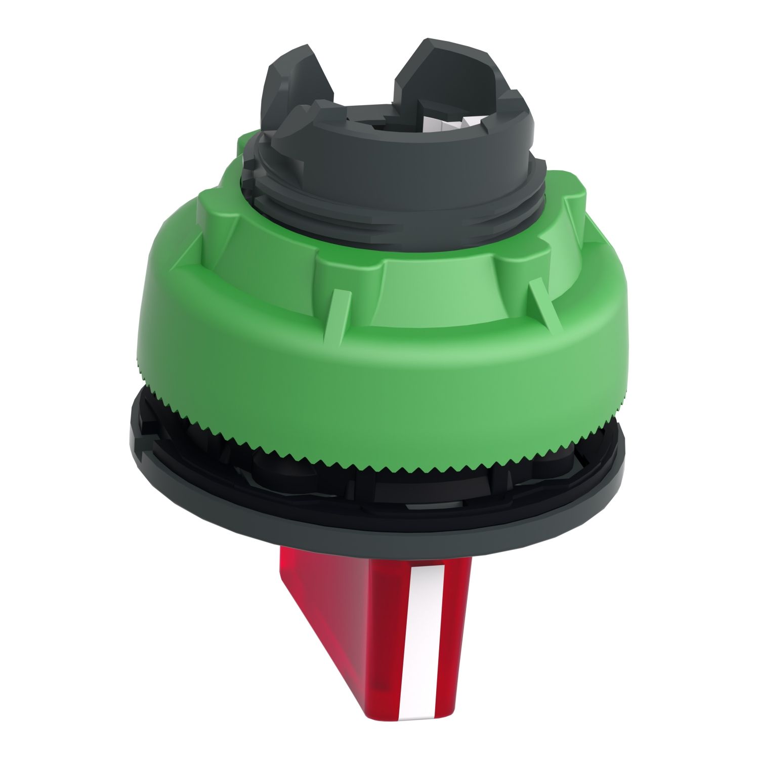 Picture of Head for illuminated selector switch, Harmony XB5, plastic, red handle, universal LED, 3 positions, right to center