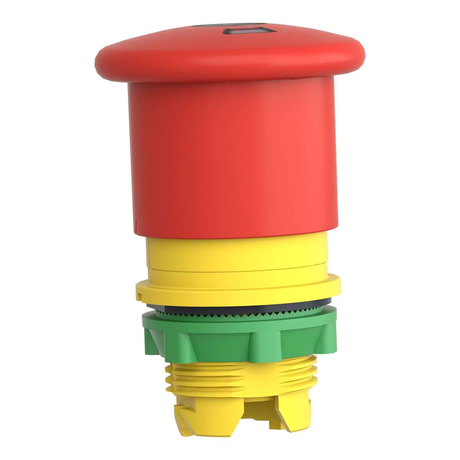 Picture of Illuminated emergency stop switching off head, Harmony XB5, plastic, red mushroom 40mm, 22mm, trigger latching push pull, with state indicator