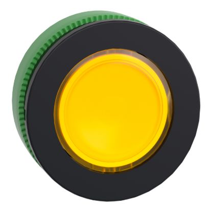 Picture of Head for pilot light, Harmony XB5, antimicrobial, plastic, yellow, 30mm, universal LED, plain lens
