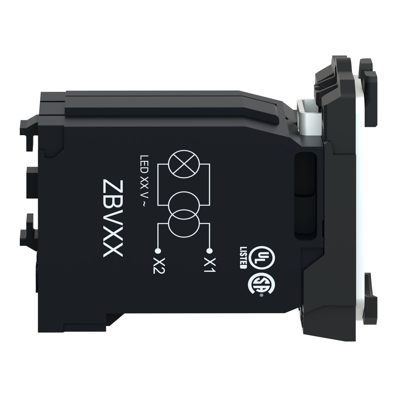 Picture of Light block with body fixing collar, Harmony XB5, plastic, with BA9s bulb, 110...120V AC