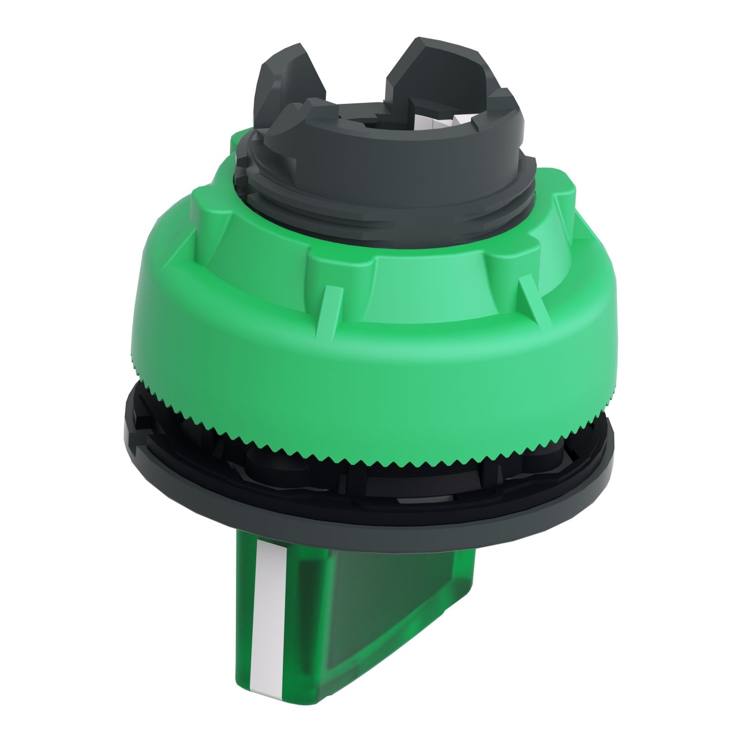 Picture of Head for illuminated selector switch, Harmony XB5, plastic, green handle, flush mounted, universal LED, 2 positions