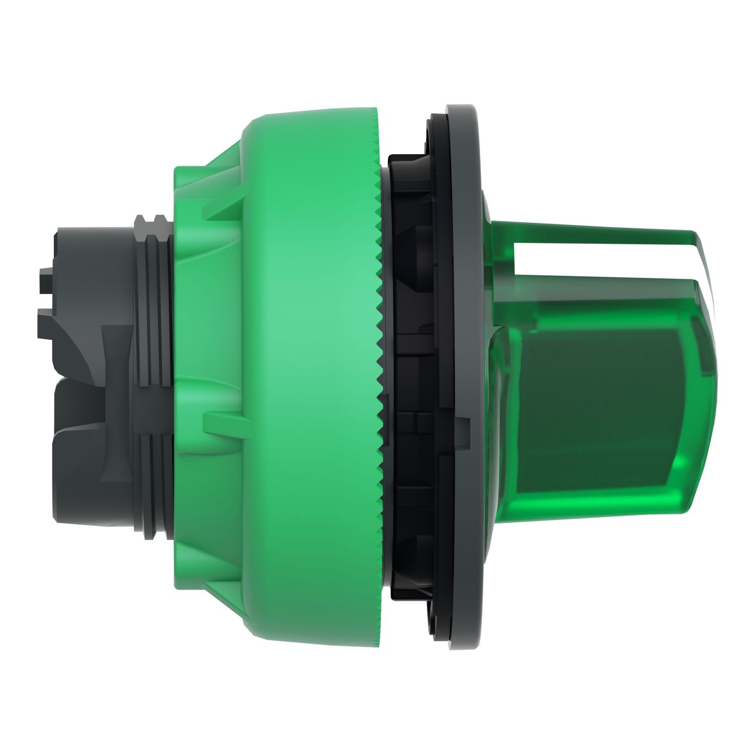 Picture of Head for illuminated selector switch, Harmony XB5, plastic, green handle, flush mounted, universal LED, 2 positions