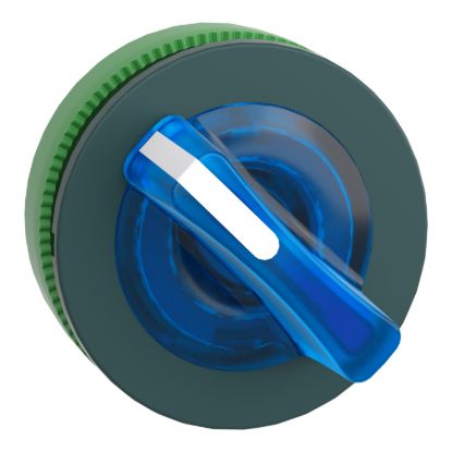 Picture of Head for illuminated selector switch, Harmony XB5, plastic, blue handle, universal LED, 2 positions, spring return
