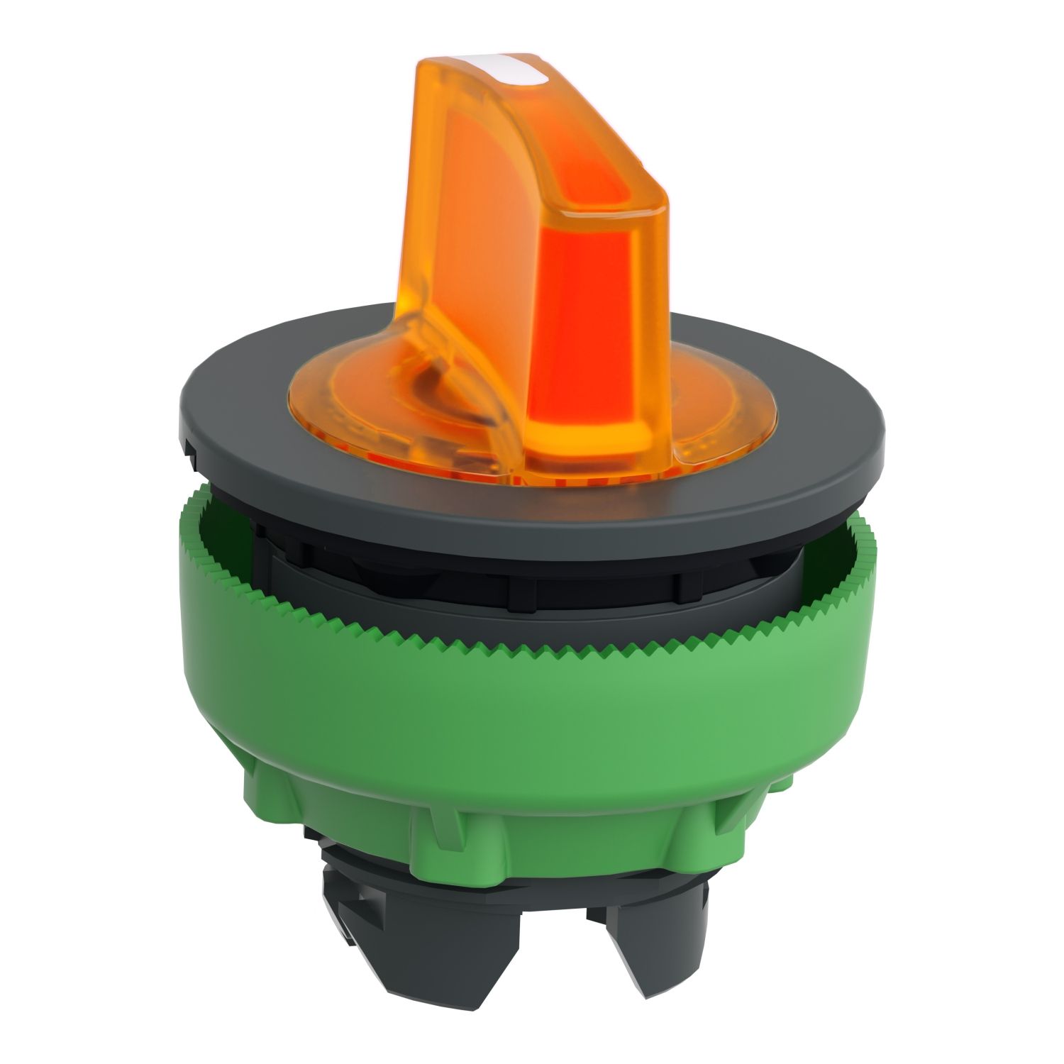 Picture of Head for illuminated selector switch, Harmony XB5, plastic, orange, universal LED, 3 positions, spring return