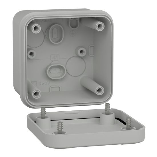 Picture of PC box, Thalassa, IP66 IK08 RAL7035 Int.H65W65D45 Ext.H74W74D56 opaque PC cover H10