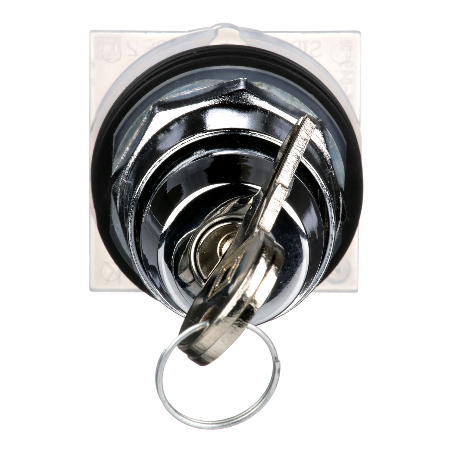 Picture of Key selector switch head, Harmony 9001K, metal, key switch, key active right left, 30mm, key E10, 2 positions, Cam E, stay put