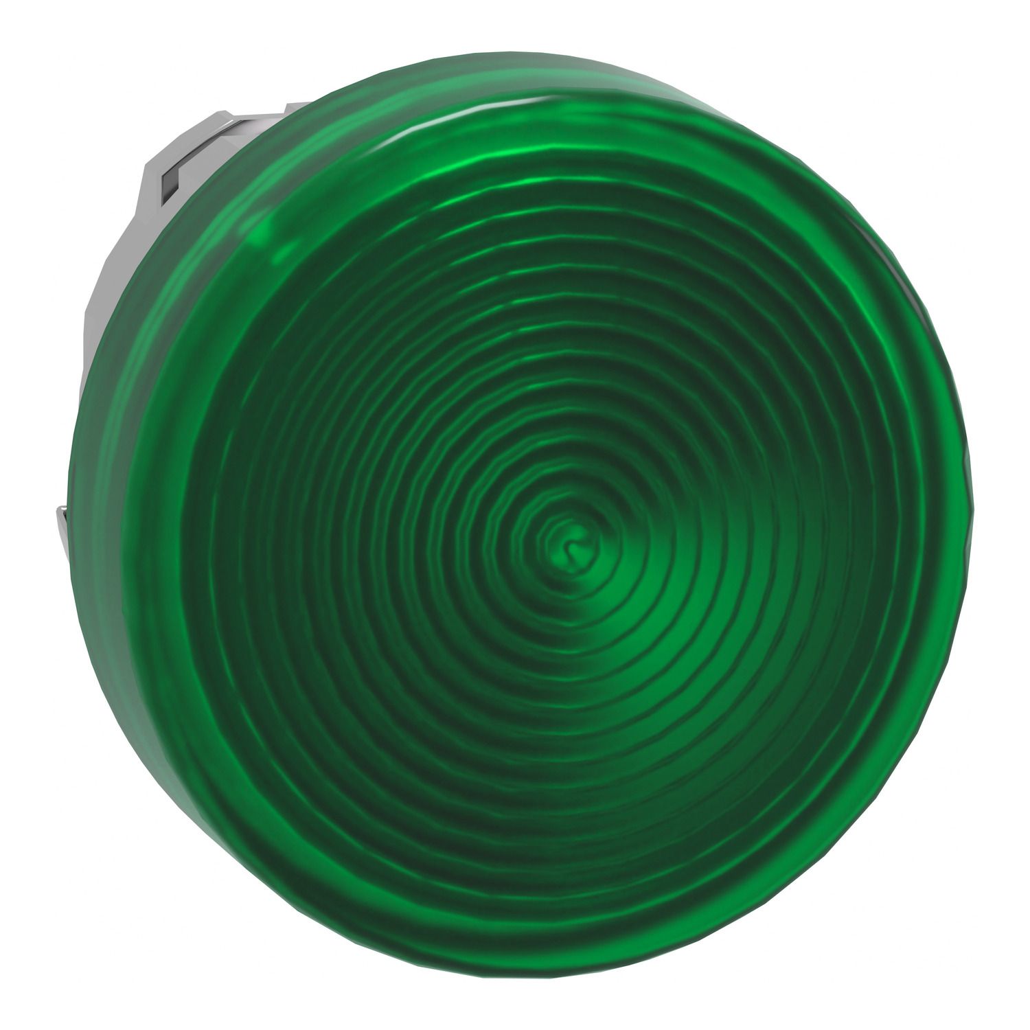 Picture of Head for pilot light, Harmony XB4, metal, green, 22mm, universal LED, grooved lens