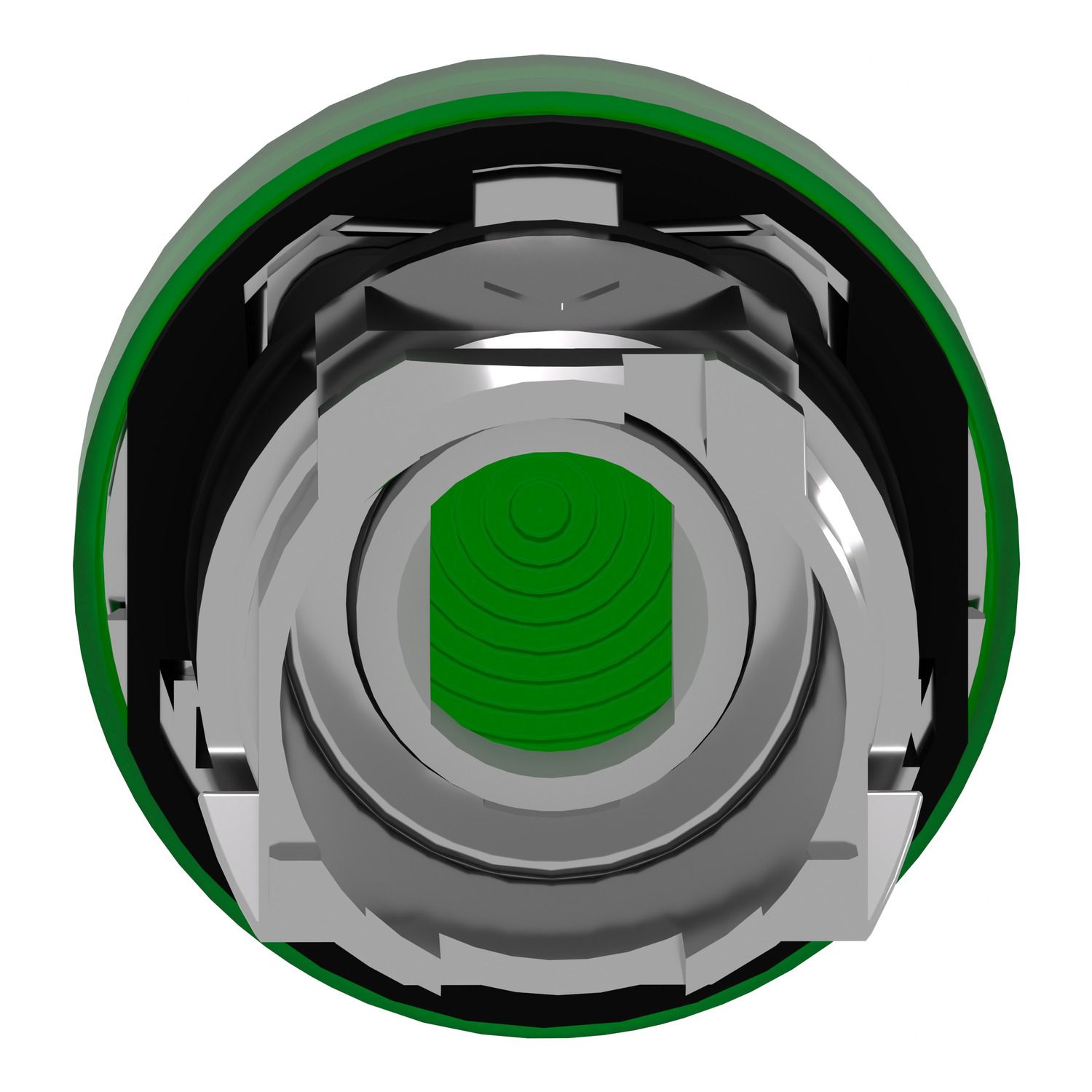 Picture of Head for pilot light, Harmony XB4, metal, green, 22mm, universal LED, grooved lens