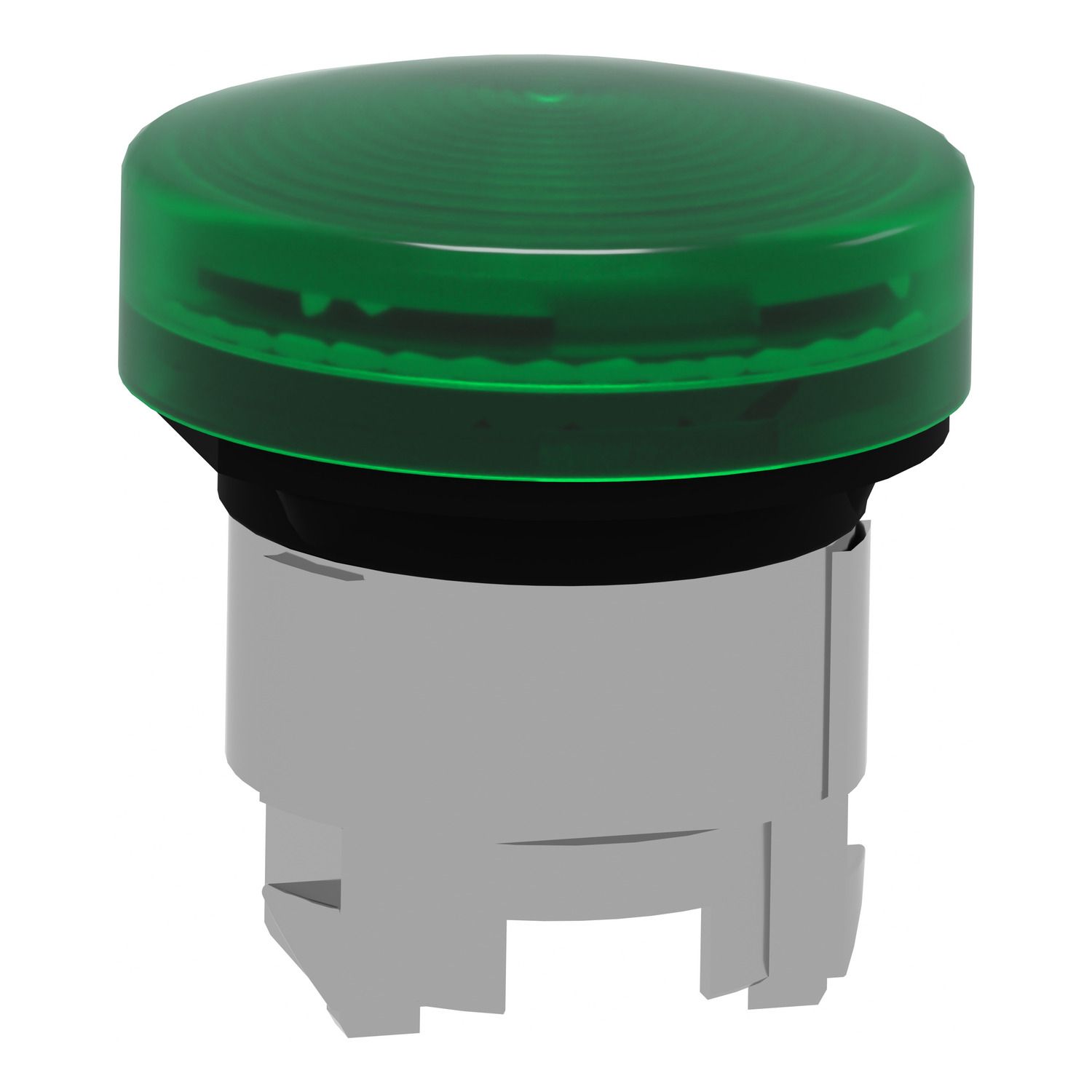 Picture of Head for pilot light, Harmony XB4, metal, green, 22mm, universal LED, grooved lens
