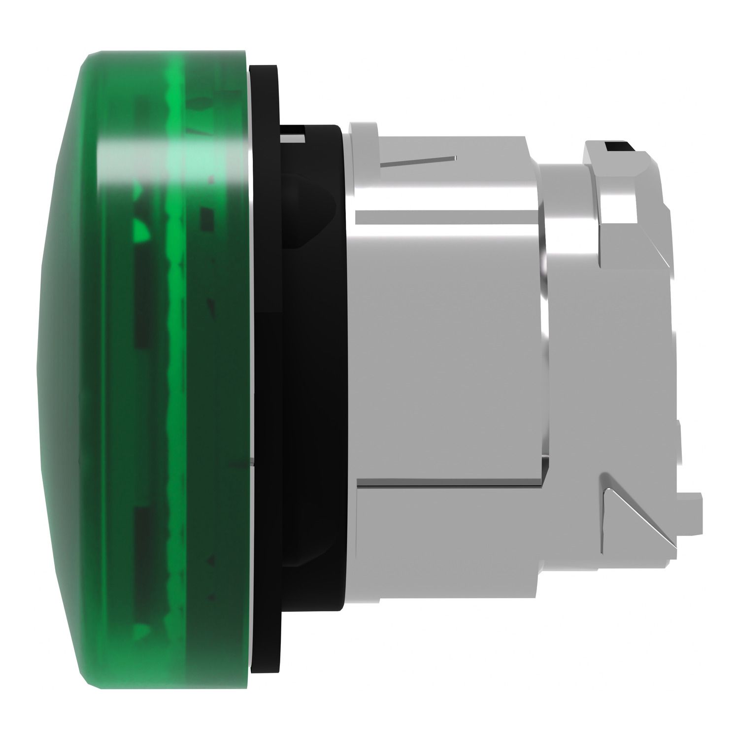 Picture of Head for pilot light, Harmony XB4, metal, green, 22mm, universal LED, grooved lens