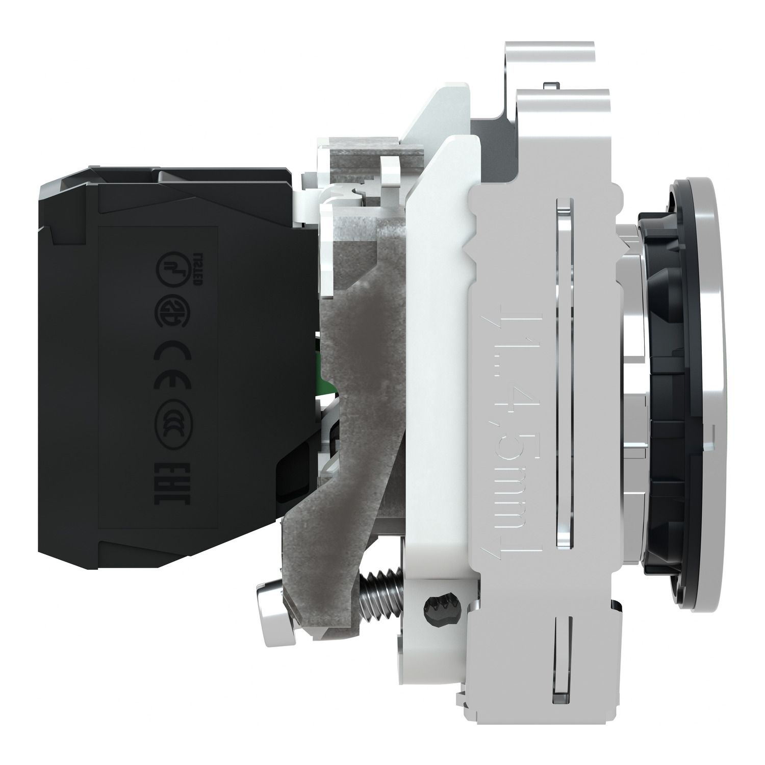 Picture of Push button flush mounted, Harmony XB4, metal, green, 30mm, spring return, unmarked, 1NO