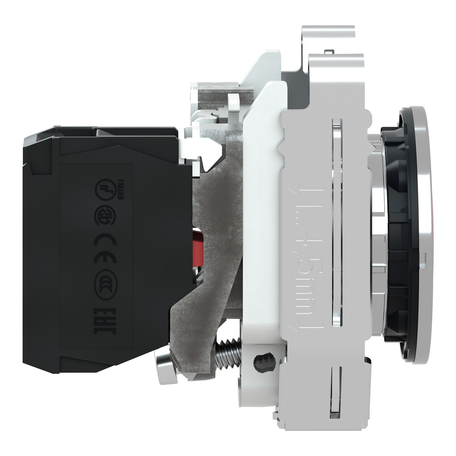 Picture of Push button flush mounted, Harmony XB4, metal, red, 30mm, spring return, unmarked, 1NC