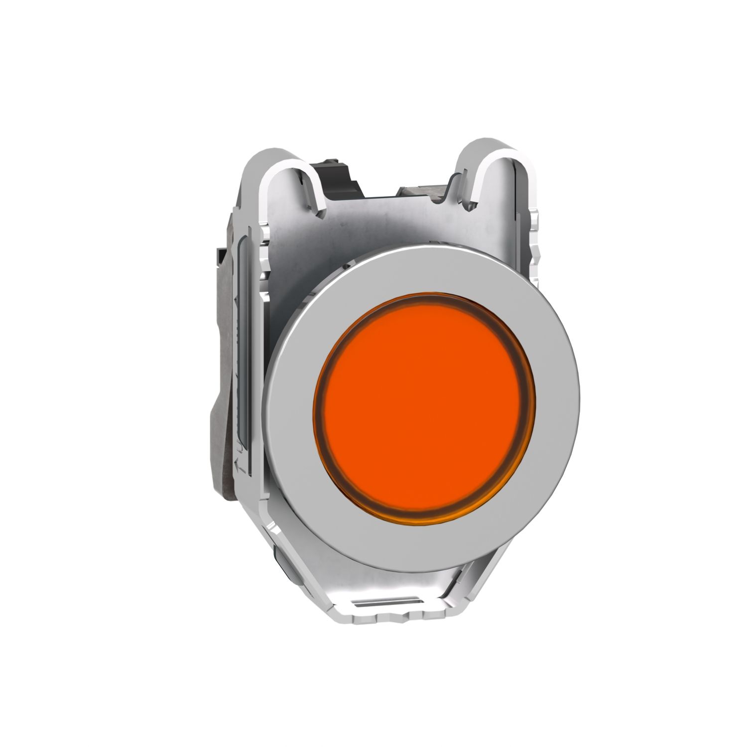 Picture of Pilot light, Harmony XB4,metal, orange flush mounted, 30mm, universal LED, plain lens, 110...120V AC