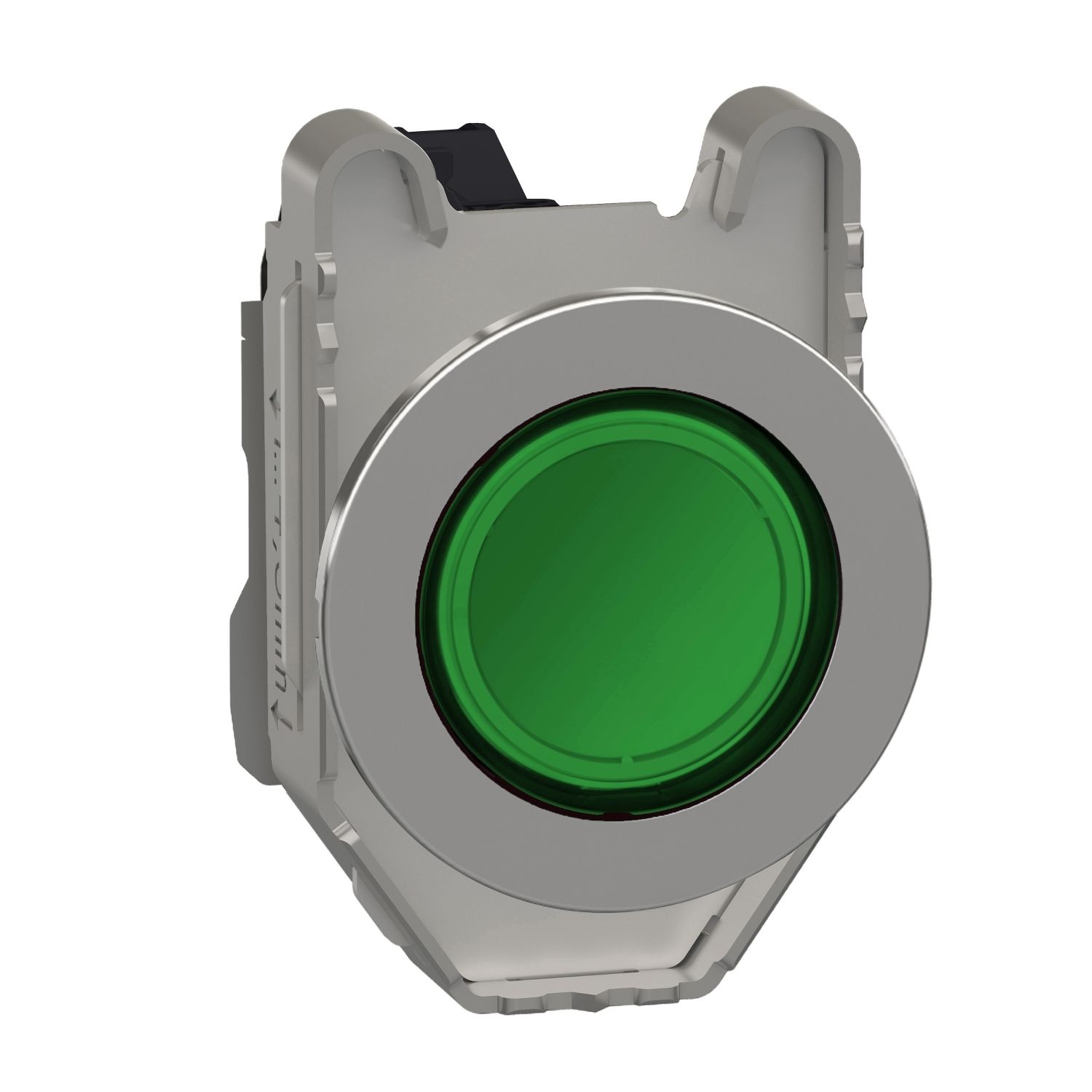 Picture of Pilot light, Harmony XB4,metal, green flush mounted, 30mm, universal LED, plain lens, 230...240V AC
