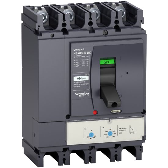 Picture of Circuit breaker, ComPact NSX320S DC, 100kA/750VDC, TM-DC trip unit, 320A rating, 4 poles