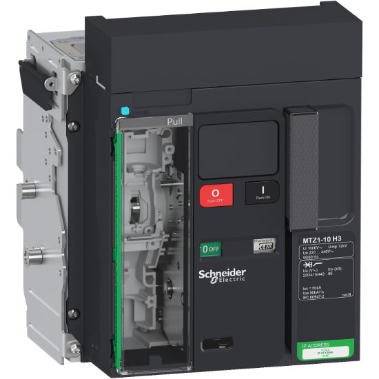 Picture of Circuit breaker  frame, MasterPact MTZ1 10H3 drawout for MicroLogic X, 1000A, 66kA/415VAC  (Icu), 3P