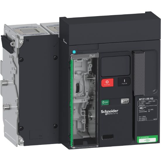 Picture of Circuit breaker  frame, MasterPact MTZ1 06H3 drawout for MicroLogic X, 630A, 66kA/415VAC  (Icu), 4P
