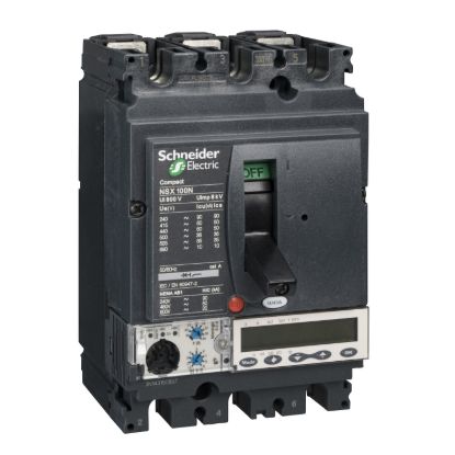Picture of Circuit breaker, ComPact NSX100F, 36kA/415VAC, MicroLogic 5.2A trip unit 100A, 3 poles 3d