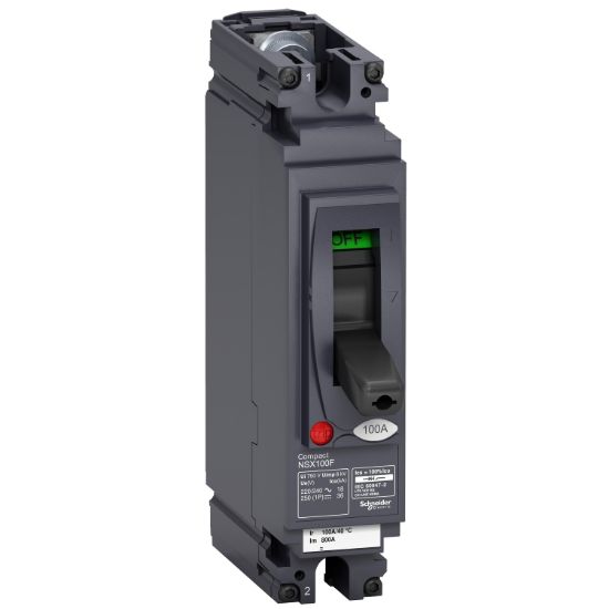 Picture of Circuit breaker, ComPact NSX100F AC/DC, 18kA/240VAC, TMD trip unit 50A, 1 pole 1d