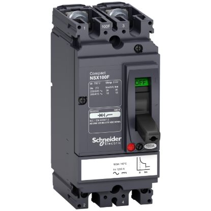 Picture of Circuit breaker, ComPact NSX100F AC/DC, 18kA/415VAC, TMD trip unit 40A, 2 poles 2d