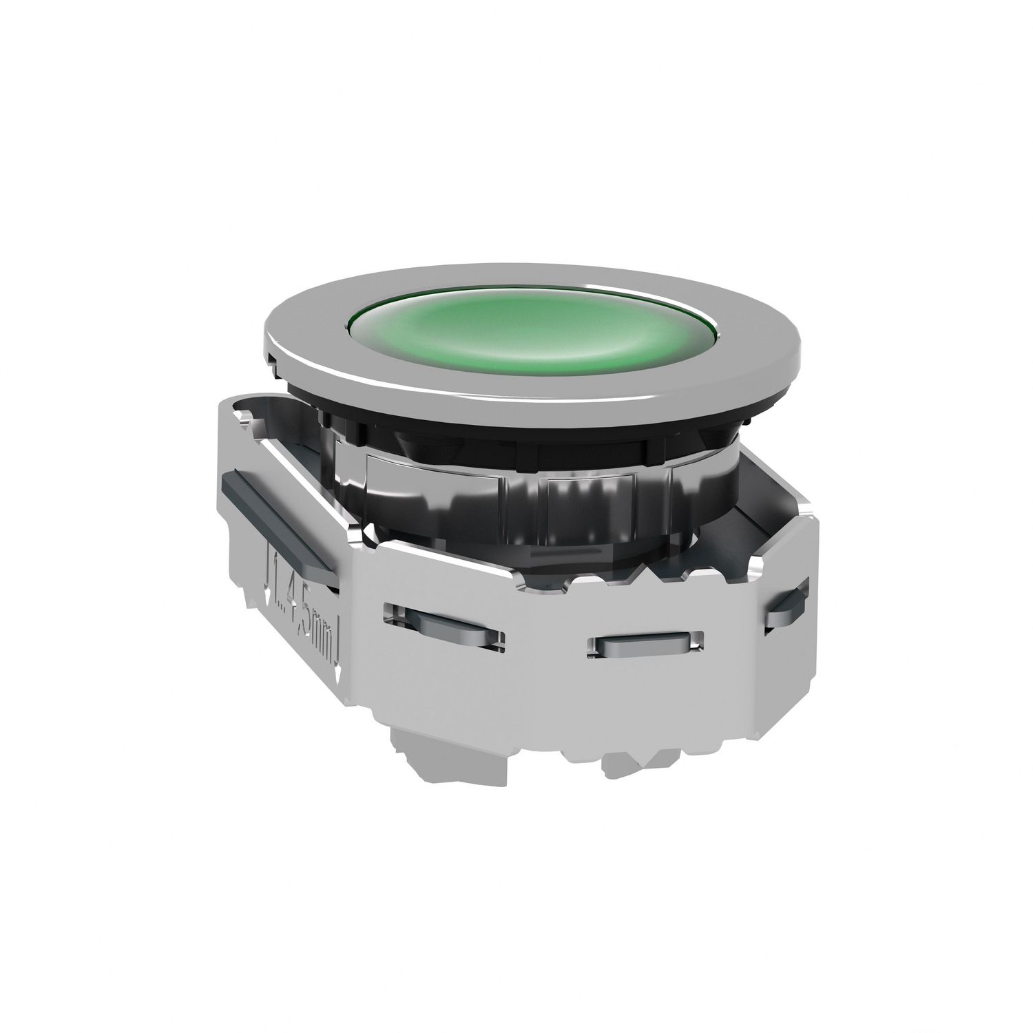Picture of Head for pilot light, Harmony XB4, flush mounted, green, 30mm, with plain lens, universal LED