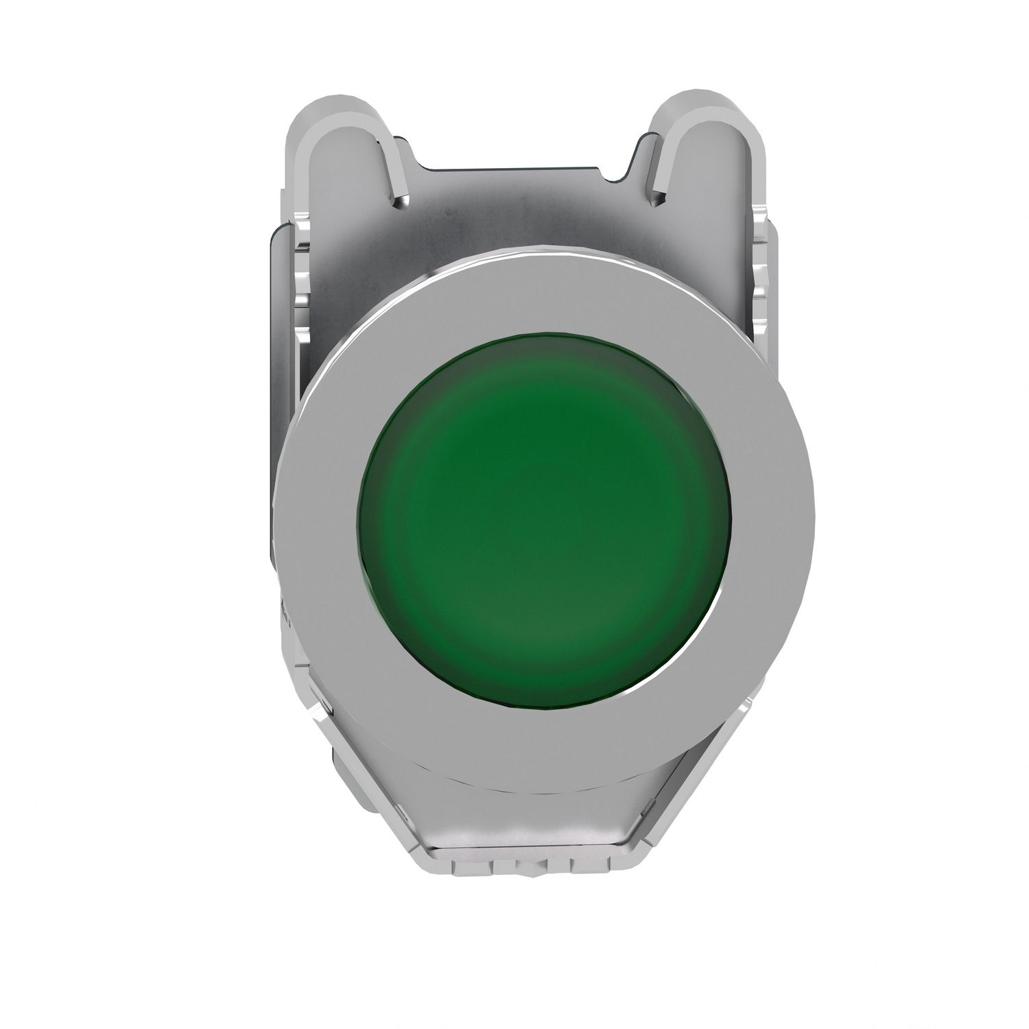 Picture of Head for pilot light, Harmony XB4, flush mounted, green, 30mm, with plain lens, universal LED