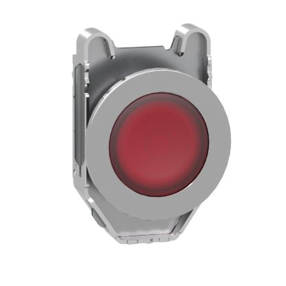 Picture of Head for pilot light, Harmony XB4, flush mounted, red, 30mm, with plain lens, universal LED