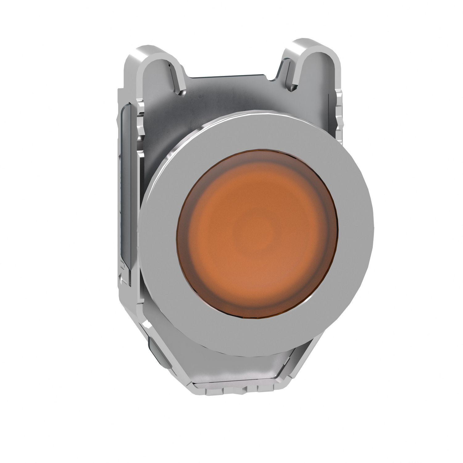 Picture of Head for pilot light, Harmony XB4, metal, orange flush mounted, 30mm, universal LED, plain lens