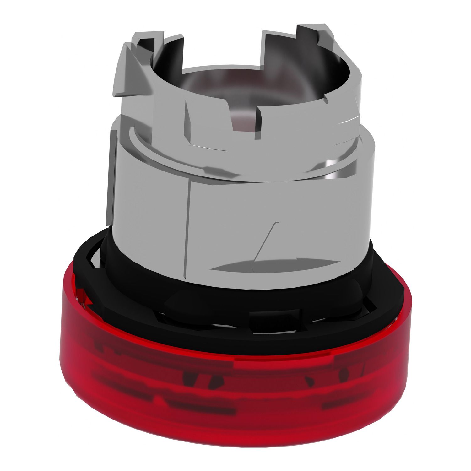 Picture of Head for pilot light, Harmony XB4, metal, red, 22mm, universal LED, grooved lens