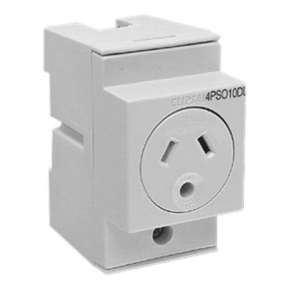 Picture of Socket outlet, Clipsal - Max 4, DIN Mounted 10 A 250 V 3 pin 2.5 module double pole with round earth