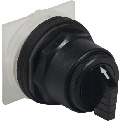 Picture of Head for selector switch, Harmony 9001SK, plastic, standard handle, black, 30mm, 3 positions, return both sides to center, cam code 2