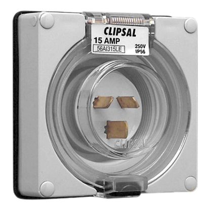 Picture of Socket Appliance Inlet, Clipsal - 56 Series, Ip56 3 PIN Less Enclosure