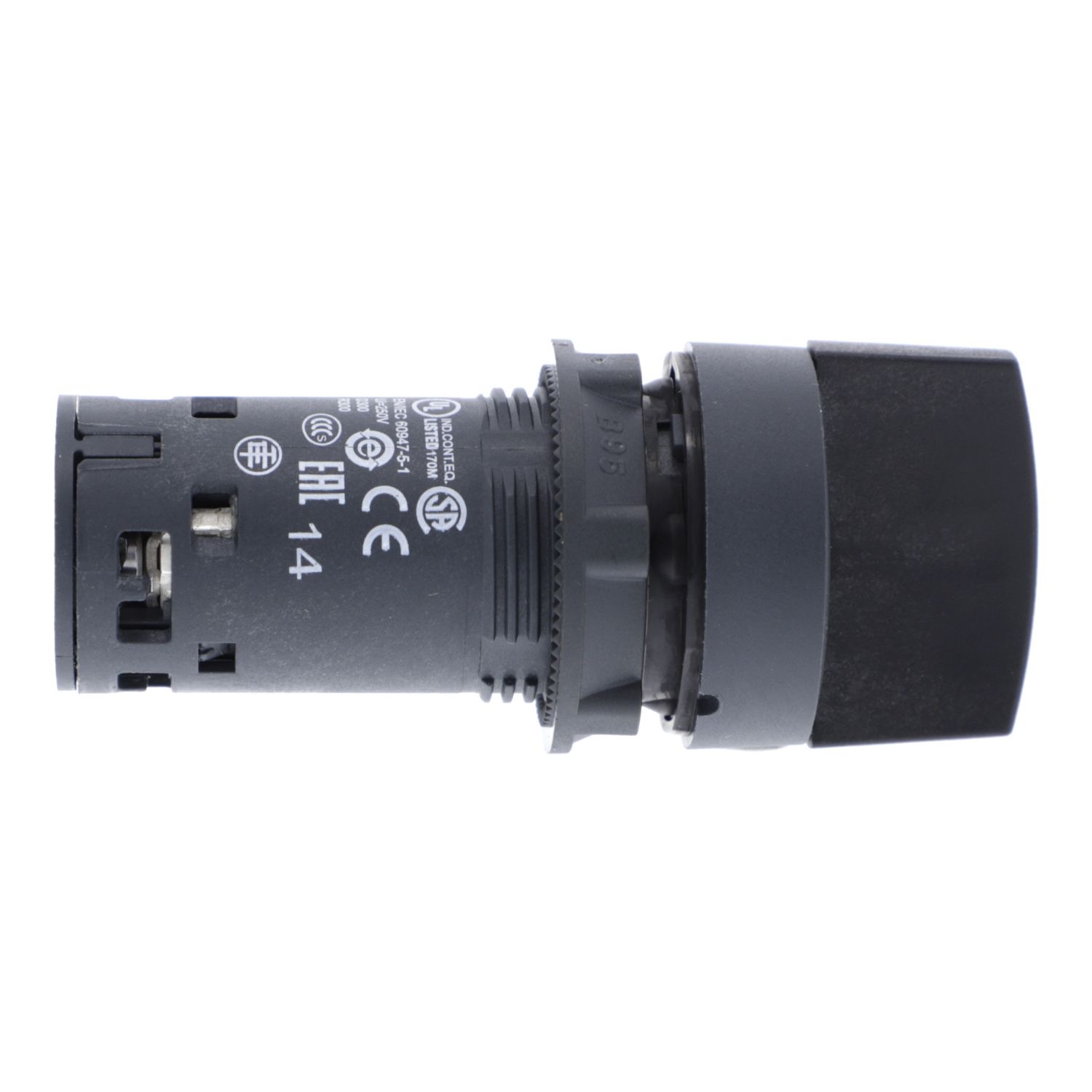 Picture of Monolithic selector switch, Harmony XB7, plastic, black, 22mm, stay put, 2 positions, stay put, 1NO