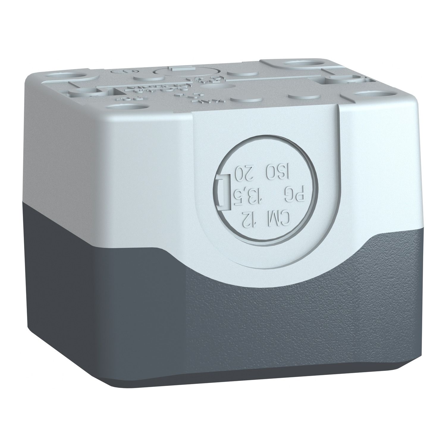 Picture of Empty enclosure, Harmony XALD XALK, plastic, dark grey lid, for push button 22mm, 1 cut out