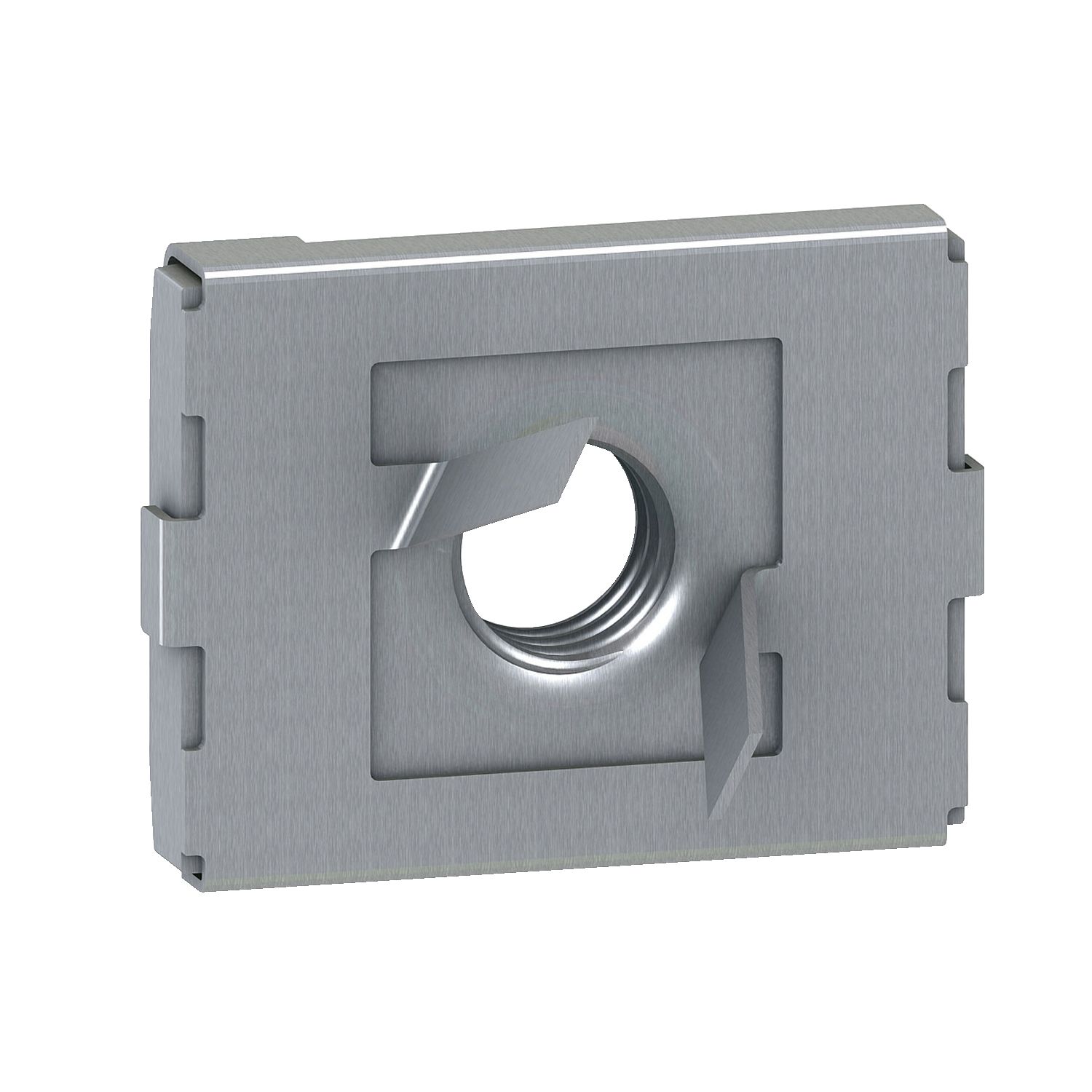Picture of notched clamp nut M6 - for fixing mounting plate and rail on pre-drilled upright