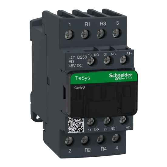 Picture of Contactor, TeSys Deca, 4P(2NO+2NC), AC-1, <=440V, 40A, 48VDC coil, screw clamp terminal
