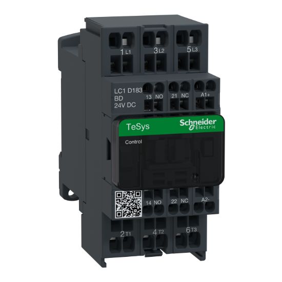 Picture of Contactor, TeSys Deca, 3P(3NO), AC-3/AC-3e, <=440V, 18A, 24V DC coil, spring terminals