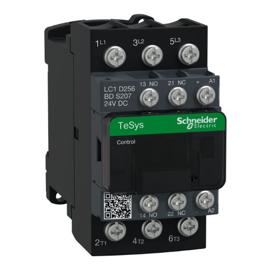 Picture of Contactor, Tesys Deca, railway S207, 3P(3NO), AC-3/AC-3e, 25A, <=440V, 24V DC coil, lugs-ring terminals