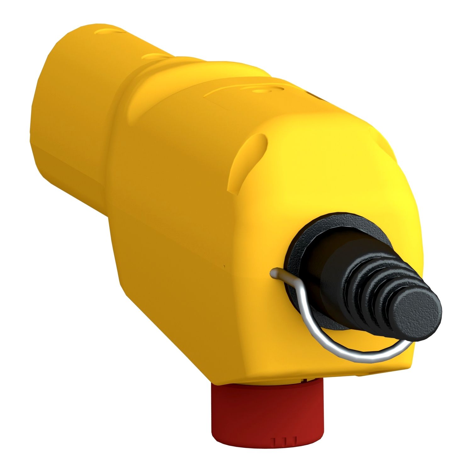 Picture of Pendant control station, Harmony XAC, plastic, yellow, pistol grip, 2 push buttons with 2NO, 1 emergency stop NC