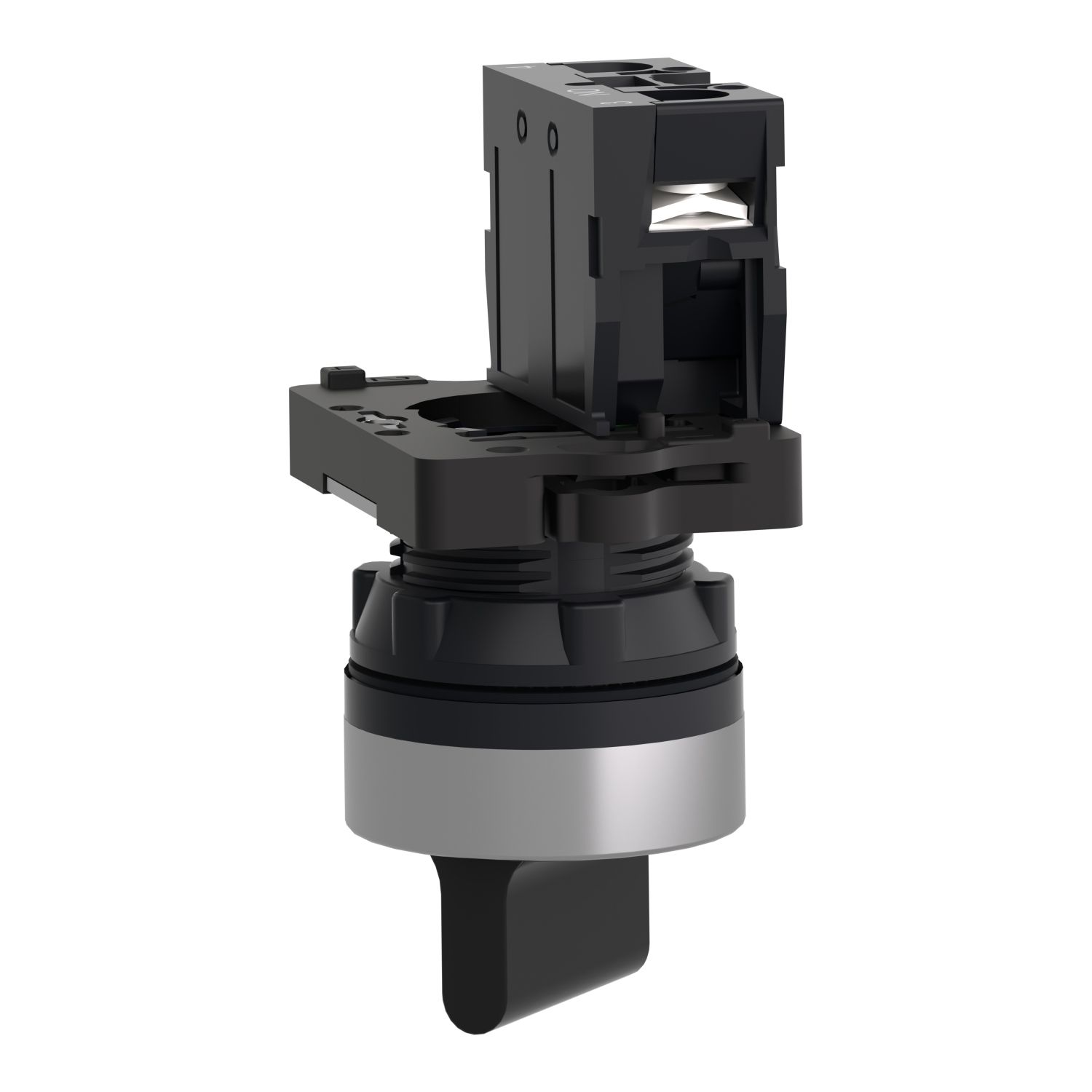 Picture of Complete selector switch, Easy Harmony XA2, plastic, black, 22mm, 2 positions, stay put, 1NO